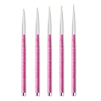 5 pcsset pink nail art brush tools for manicure design fashion acrylic nails pen accessories for diy decoration