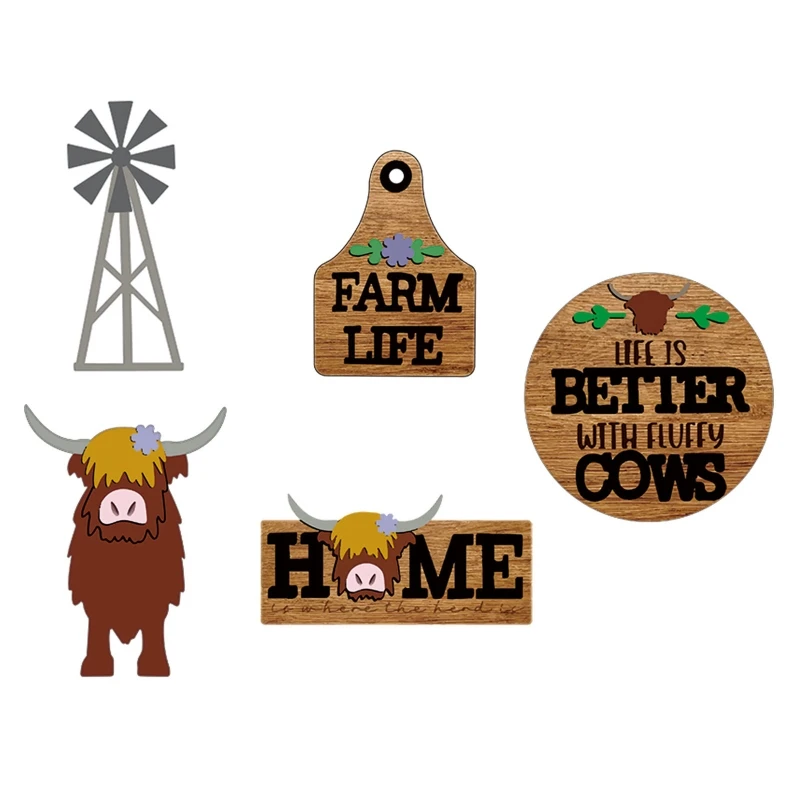 

Farm Style Tiered Tray Decoration Set Wood Animal Letters Craft Supplies