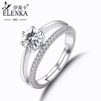 authentic classic 925 sterling silver double circle zircon ring for women fashion jewelry bridal sets wedding engagement rings