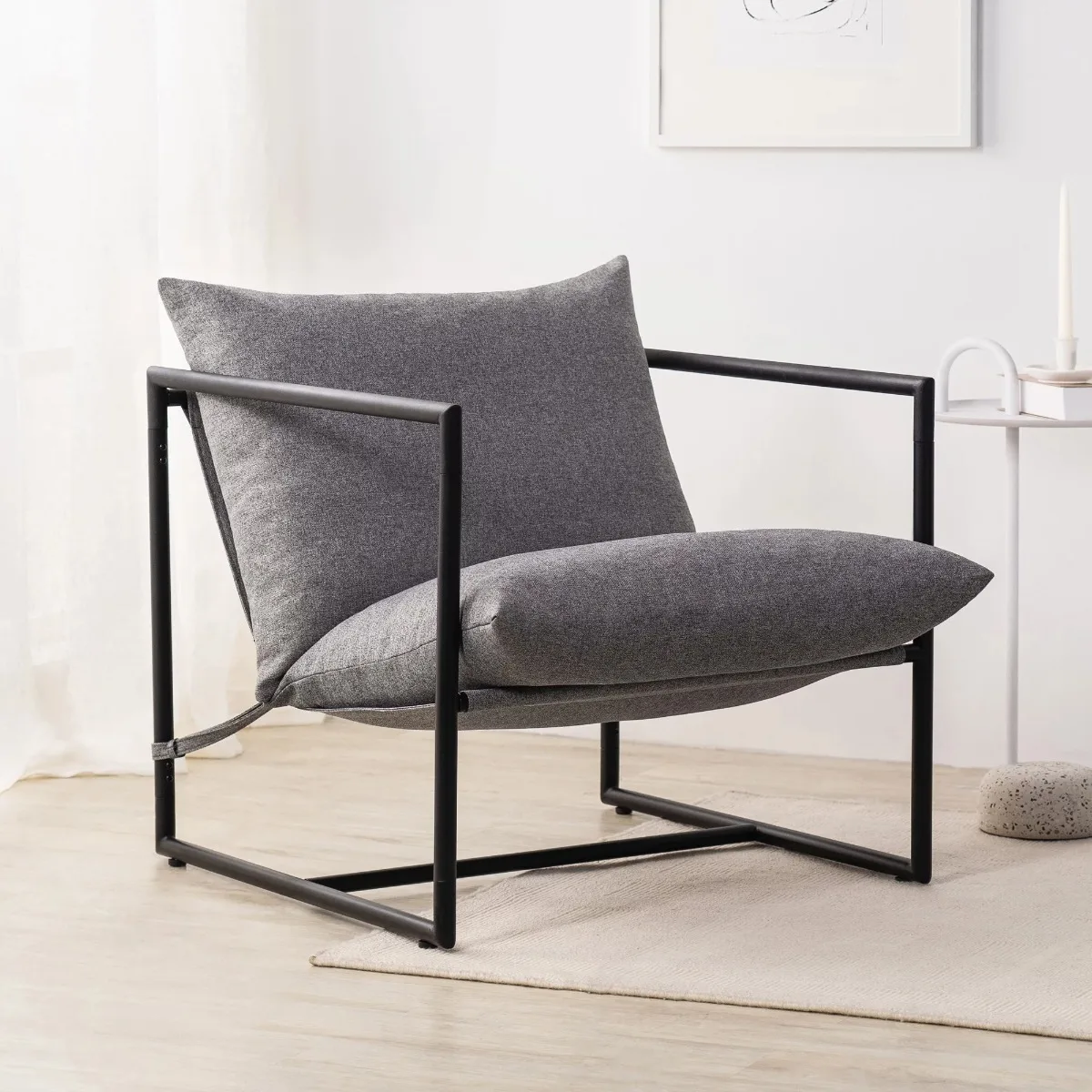 

Aidan Metal Framed Sling Accent Chair, Light Grey