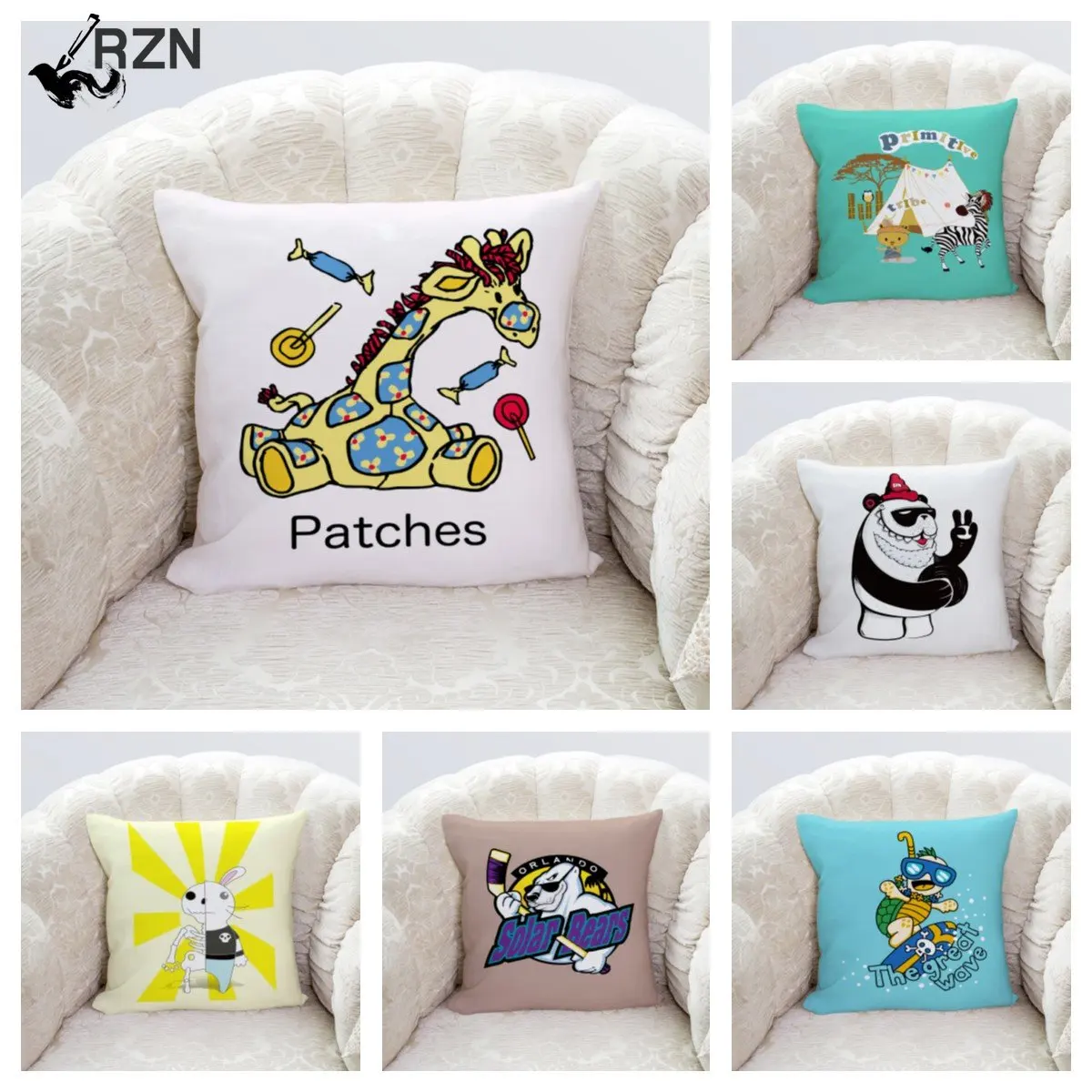 

Car Sofa Cushion Cover Home Decor Pillowcase Customizable Pattern Nordic Style Cartoon Pillowcase