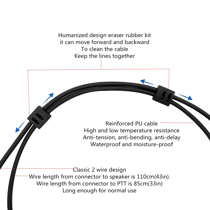 Earpiece for Motorola Walkie Talkie 2 Way Radio with Acoustic Tube 2 Wires Earpiece and Mic CLP1010 CLP1040