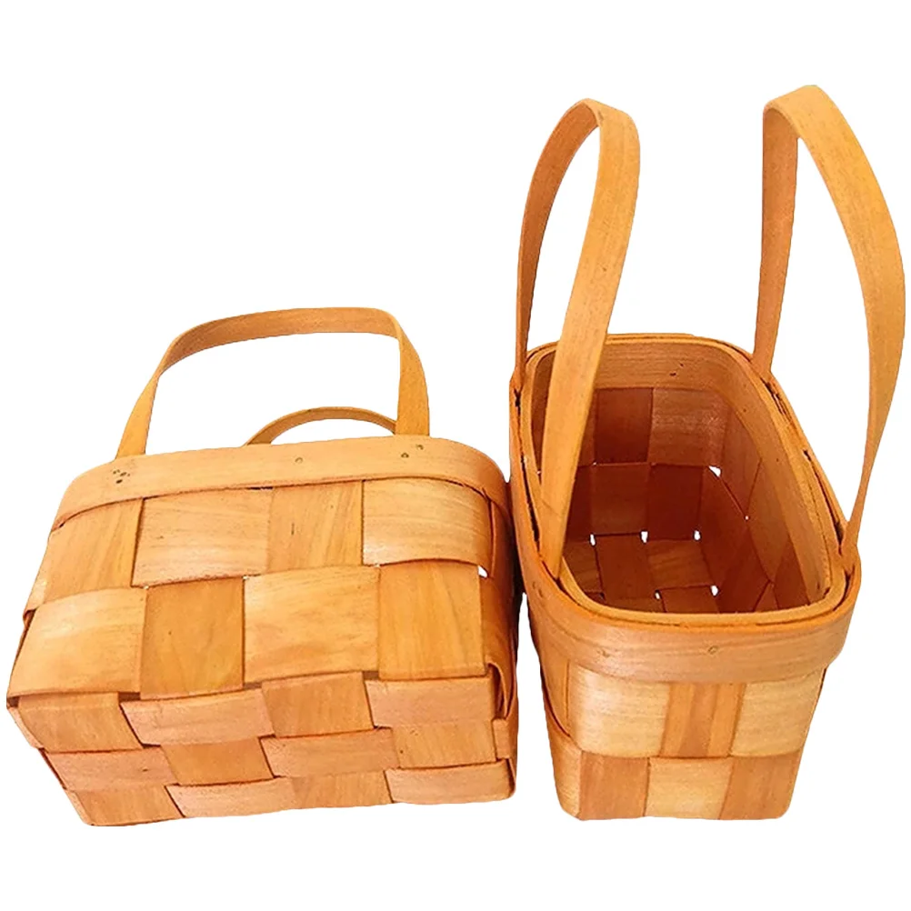 

2pcs Small Baskets Wooden Basket Small Woven Basket Bohemian Basket Toy Basket Small Storage Basket Flower Basket