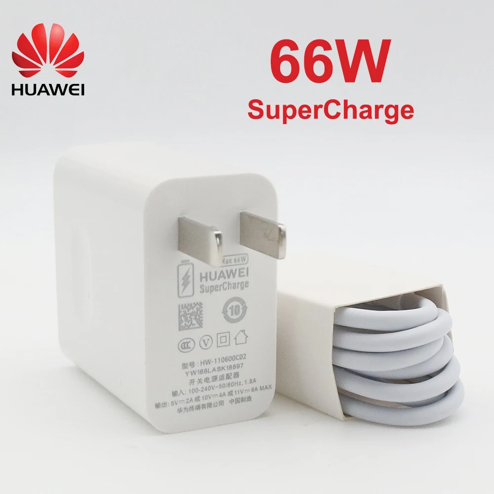Оригинальное зарядное устройство HUAWEI 66 Вт Supercharge, быстрое зарядное устройство ЕС США, адаптер для путешествий 6A, кабель Type C для HUAWEI P50 P40 P30 Mate 40 Pro Honor 50