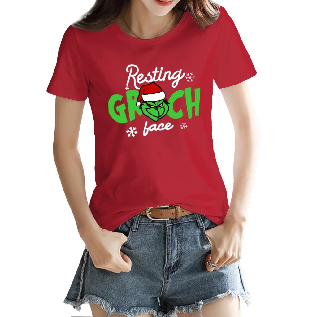 

Resting Grincher and Grinches Christmas Face Women's T-shirt Hot Sale Red Novelty Tops Tees European Size