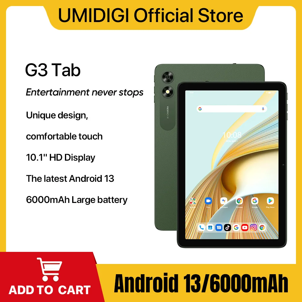 NEW ARRIVAL UMIDIGI G3 Tab Android 13 Smart tablet 10.1" HD Display MTK 8766 6000mAh Mega Battery Cellphone