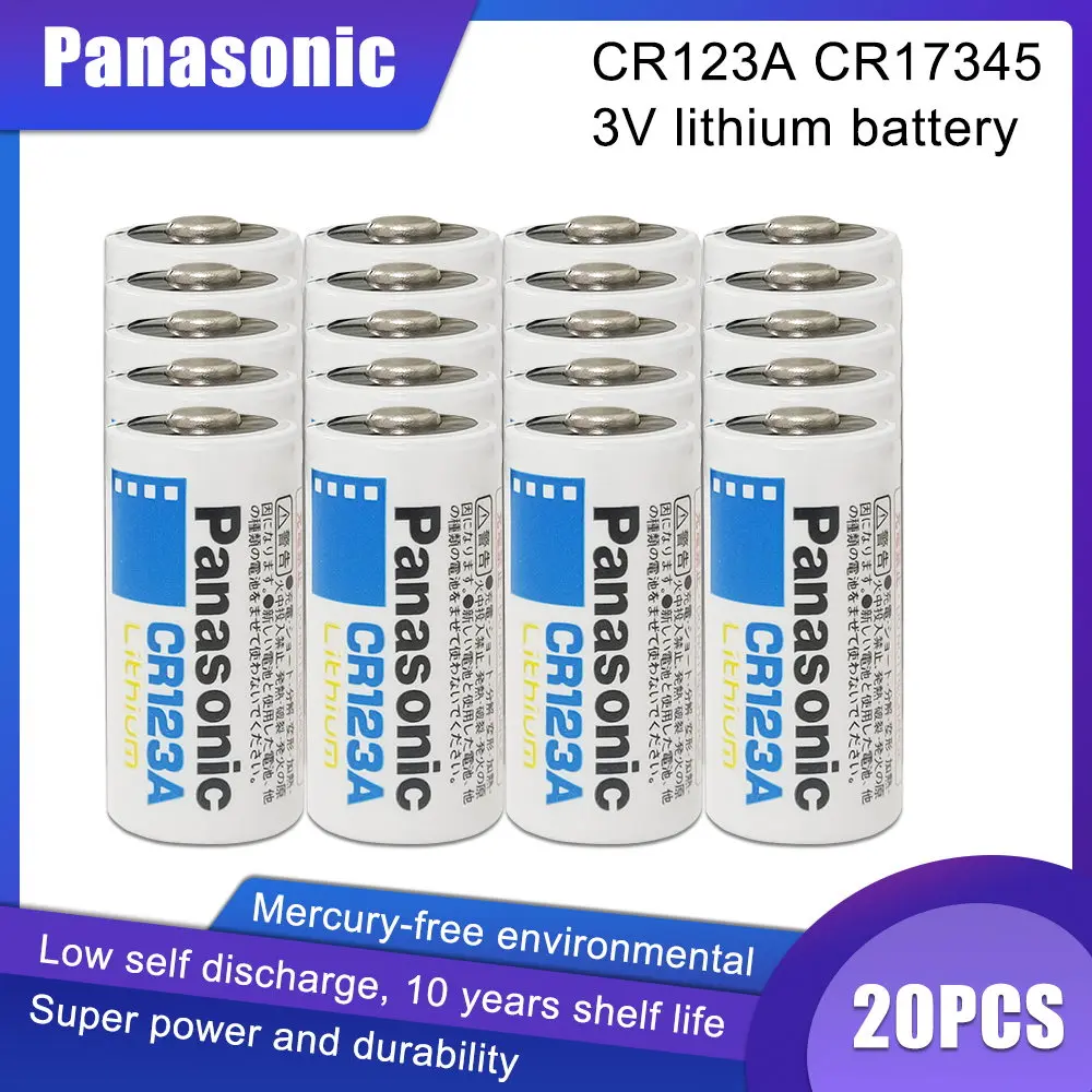 

20PCS Panasonic CR123A CR123A CR123 123A CR 123 A123 CR17345 16340 3V Lithium Battery for Camera Flashlight dry primary cell