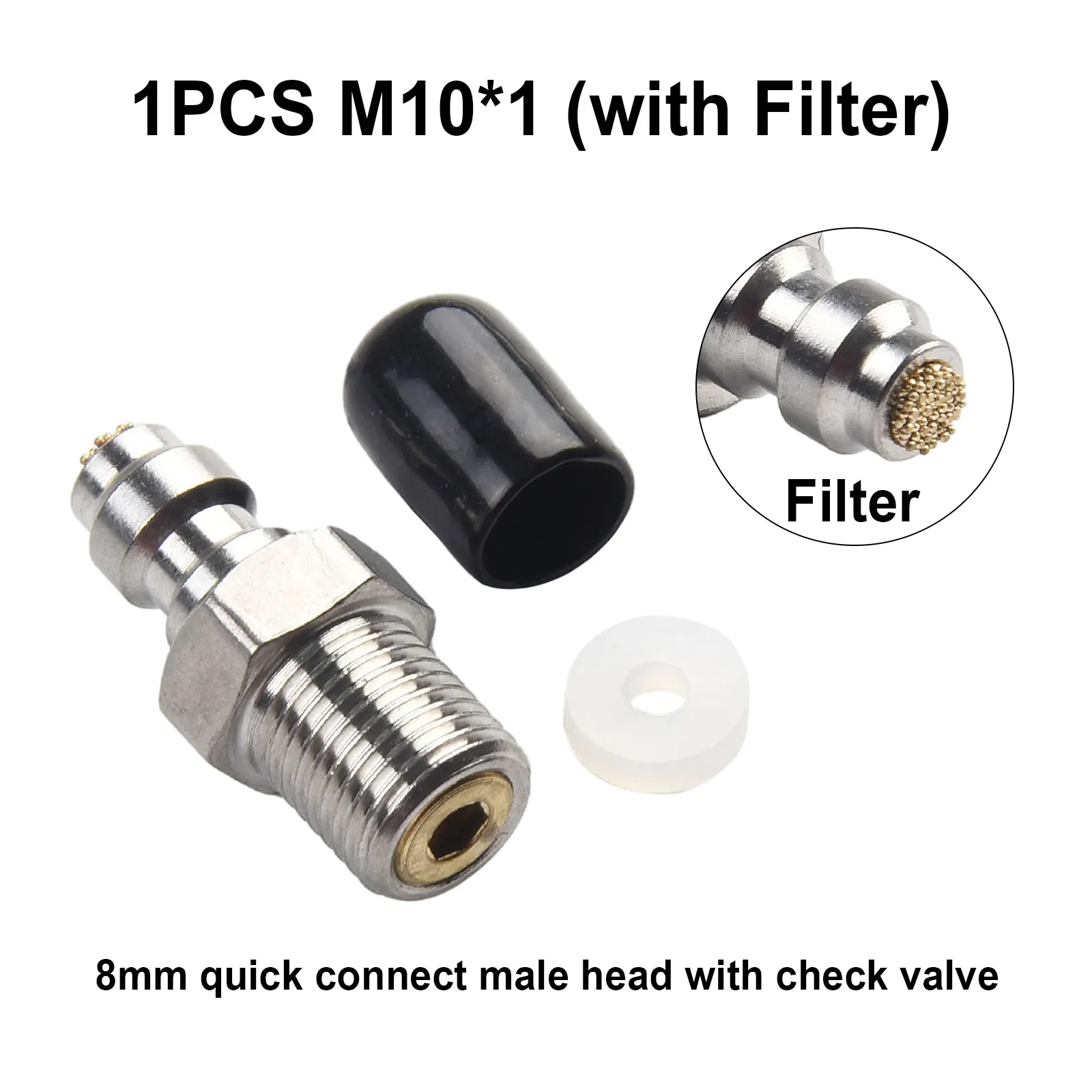 

Durable Connect Valve Connector 1pc 8mm Check M10*1 Male PCP Filling Joint Stainless Steel + Copper With Filter