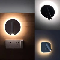 with switch 3w wall light backlight 350 degree rotation adjustable wall lamp hotel bedroom bedside study reading sconce lamp