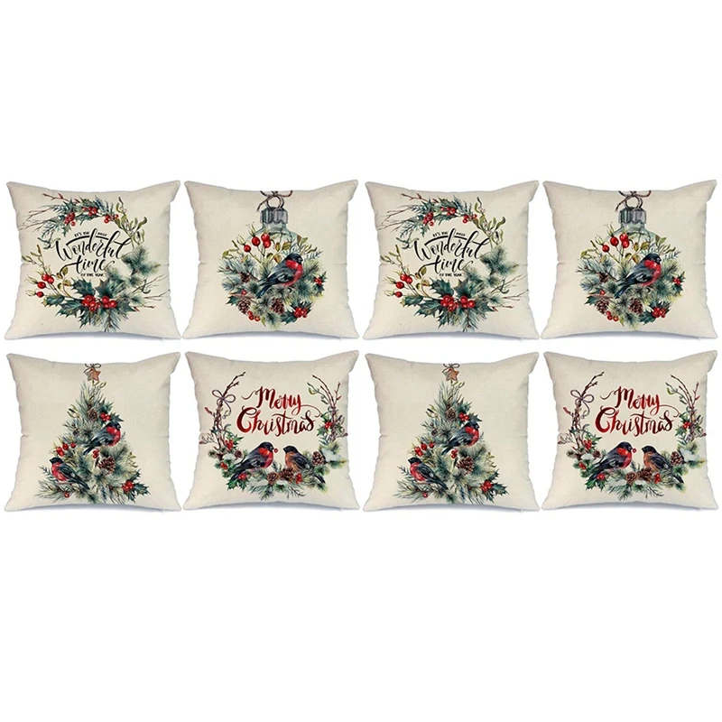 

New-8X Farmhouse Christmas Pillow Covers For Home Decor Farmhouse Christmas Decor Christmas Pillows Christmas Decorations