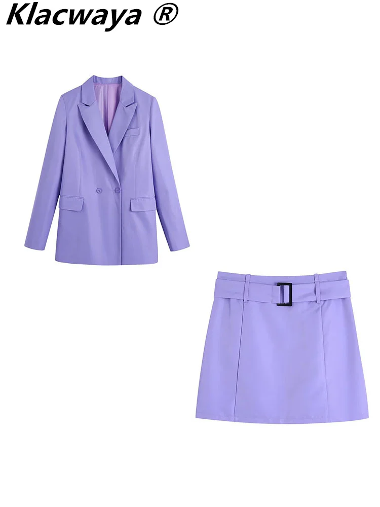

Klacwaya Two-Piece Ladies Suits Formal Set Pants And Blazers Office Clothes For Women Skirts Set Woman 2 Pieces