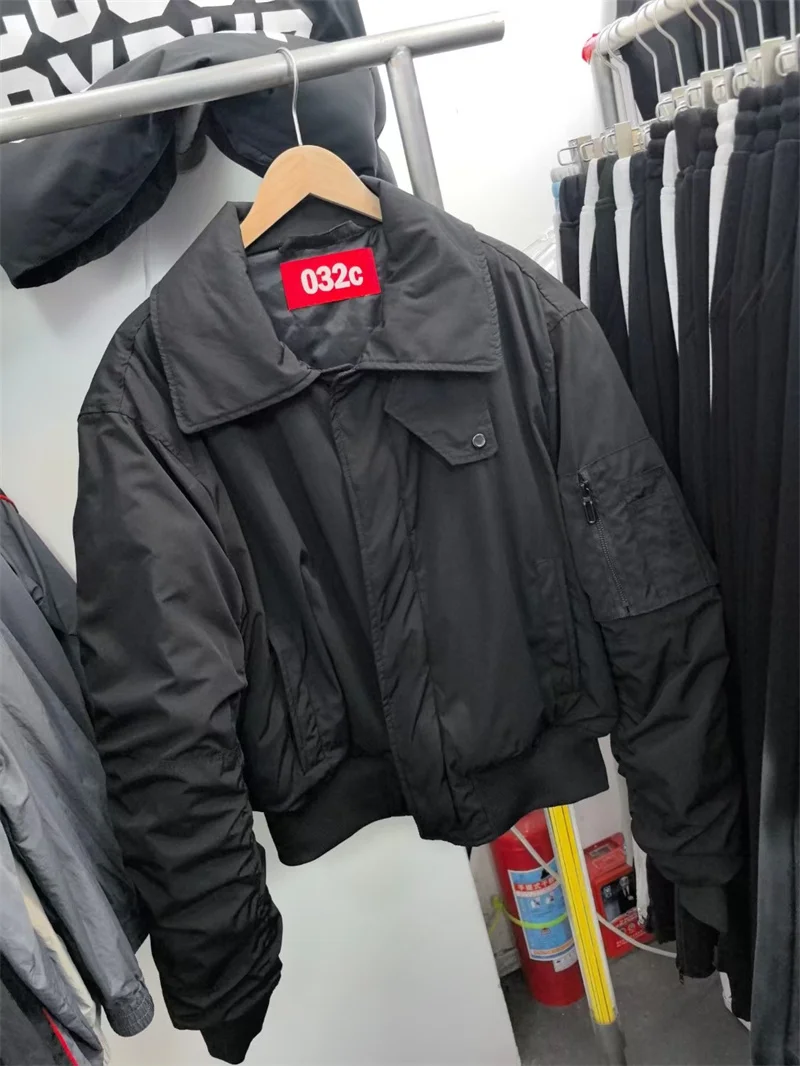 Новая черная куртка 032C короткая свободная повседневная зимняя мужская
