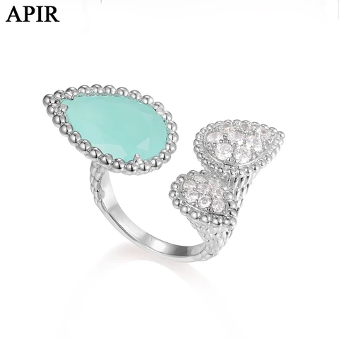 APIR Кольцо со змеиным дизайном, три капли, женское кольцо в богемном стиле с каплями воды, изысканное ювелирное кольцо с цирконом 5А