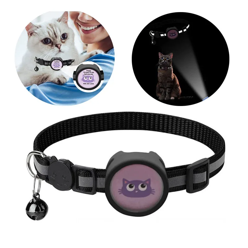 

Ошейник для кошек с идентификационными бирками, светоотражающий, с защитой от яркости, с сигналом отслеживания имени