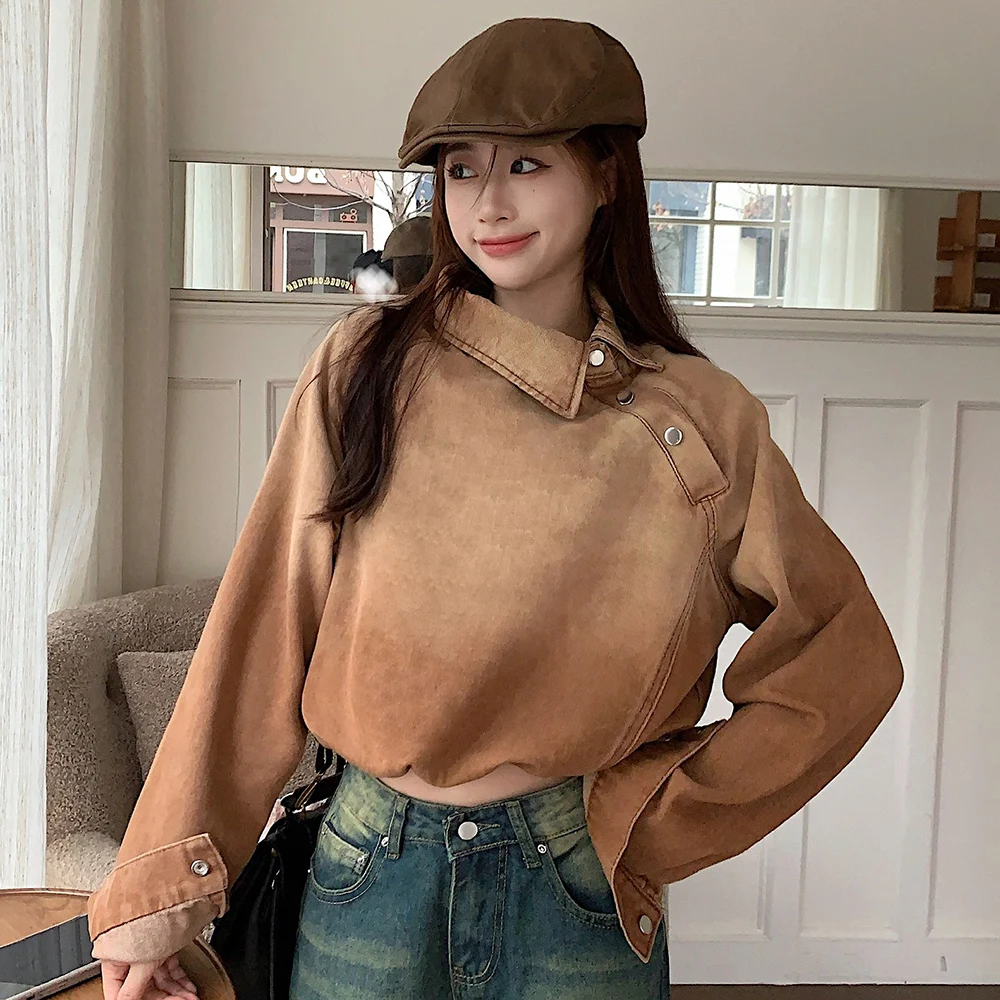 Женская джинсовая куртка в стиле Харадзюку уличная одежда укороченные топы Y2k