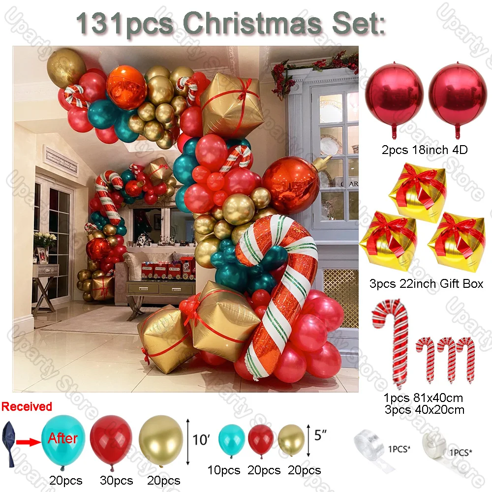 Рождественские воздушные шары арочная гирлянда зеленые красные металлические