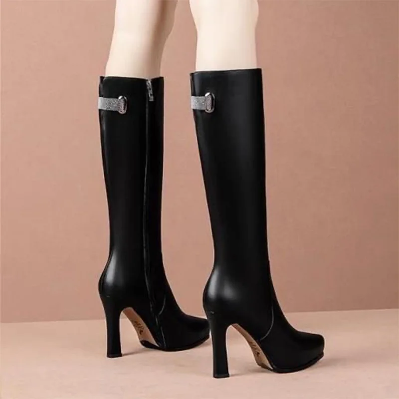 

(YYDD) лаконичные элегантные черные женские ботинки из натуральной кожи на очень высоком каблуке с острым носком женская обувь