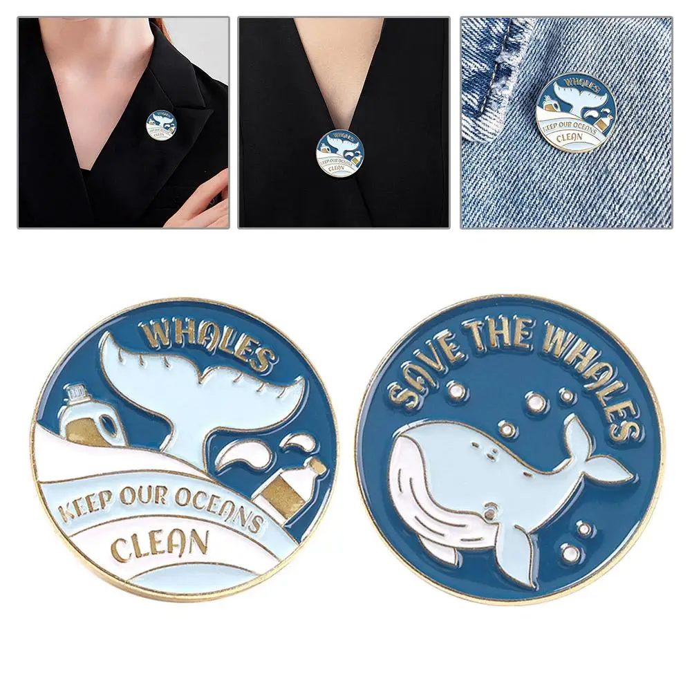 

Save The Ocean Enamel Pins Whale Adventure In Space Brooch Pin Badge For Bag Lapel Jewelry Accessory Gift For Friends Q7I0