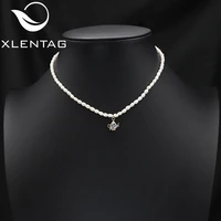 xlentag natural freshwater pearls chain woman buckle pendant necklace simple fashion romantic accessories handmade birthday gift