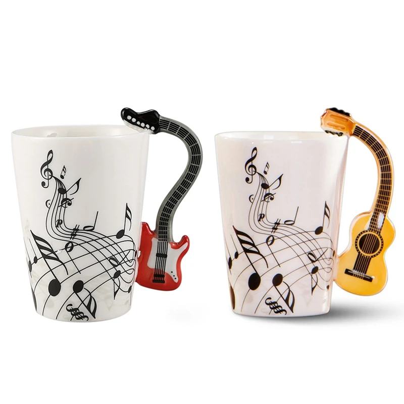 

Керамическая чашка с ручкой для гитары, чашка для кофе, молока, чая, музыкальный инструмент и музыкальный стиль, керамическая чашка для гитары, кофе, чая, молока