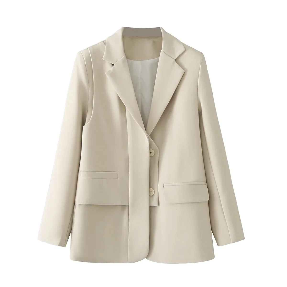 LXUNYI Solid Color Casual Blazers 2022 Suit jacket Women Spring Long Sleeve Loose Beige Fashion Work Blazer Lady Coat