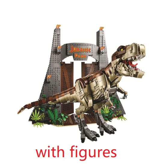 3156pcs Jurassic World T.rex 11338 Rampage Park Gate Great Giant Dino Building Blockstoys Toys sets Model gifts