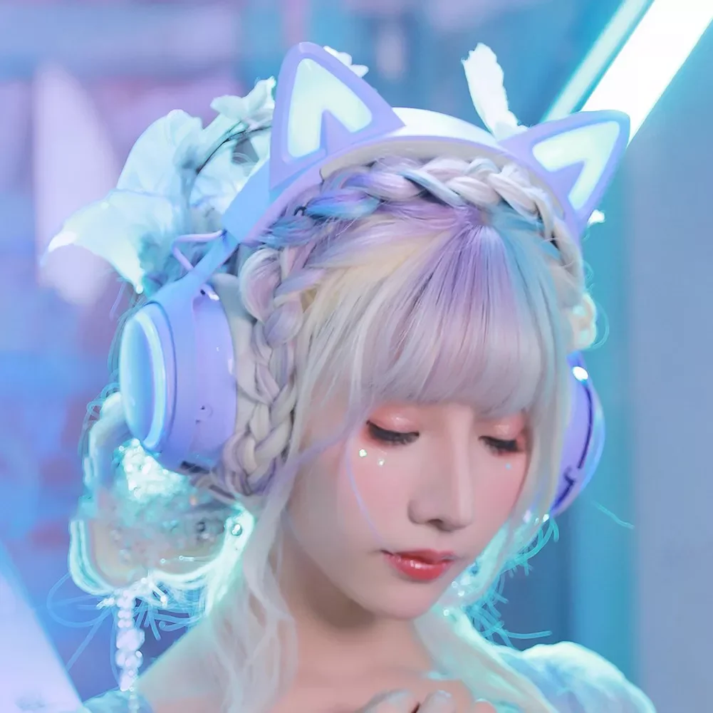 

NEW2023 Over Ear Head-Mounted Headset Ear Luminous Music Call Headset with Microphone Wireless Earphones 3 Modes for Live Broad