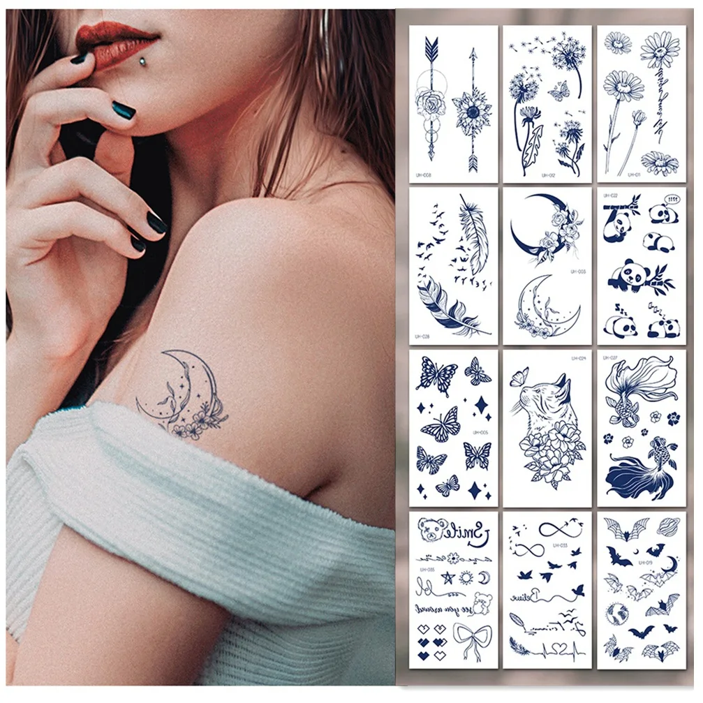 40 видов женское черное кружевное тату наклейка временные полосы дизайн боди-арт