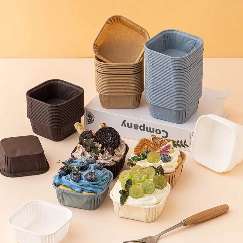 

50 шт. разноцветный картонный мини-контейнер для кексов, мини-коробка для кексов, купол для маффинов, один контейнер, коробка для свадьбы, торта на день рождения