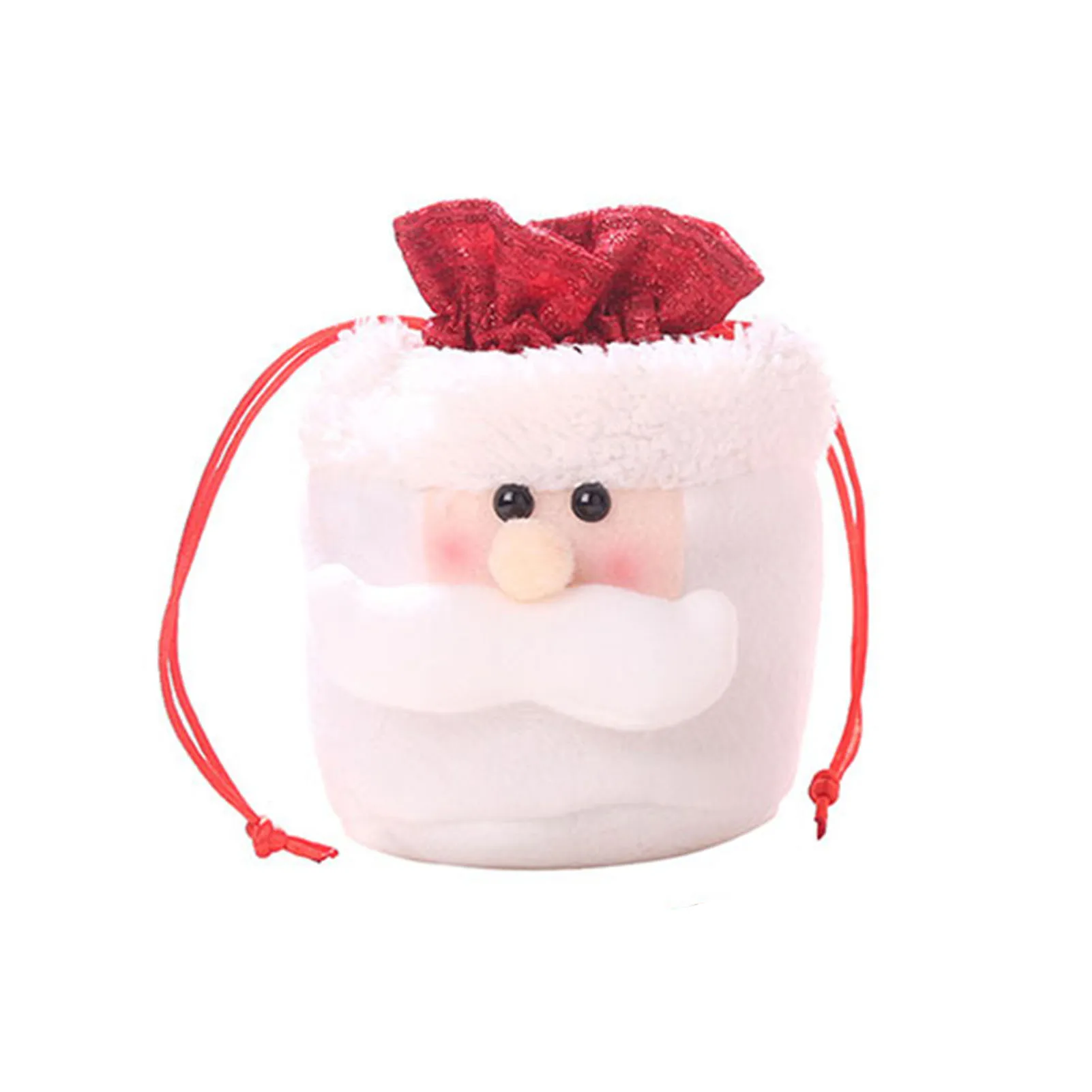 

Christmas Candy Holder Bag Drawstring Cartoon Plush Toilet Roll Paper Cover Decor Festival Snack Gift Storage Organizer