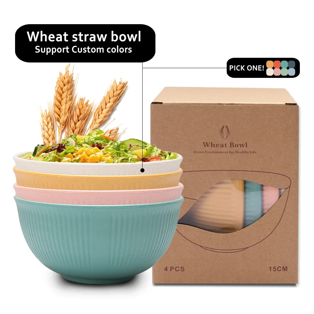 

Creative Wheat Straw Rice Bowl Household Rice Bowl Vertical Grain Ramen Bowl Dessert Bowl Instant Noodle Soup Bowl Wholesale