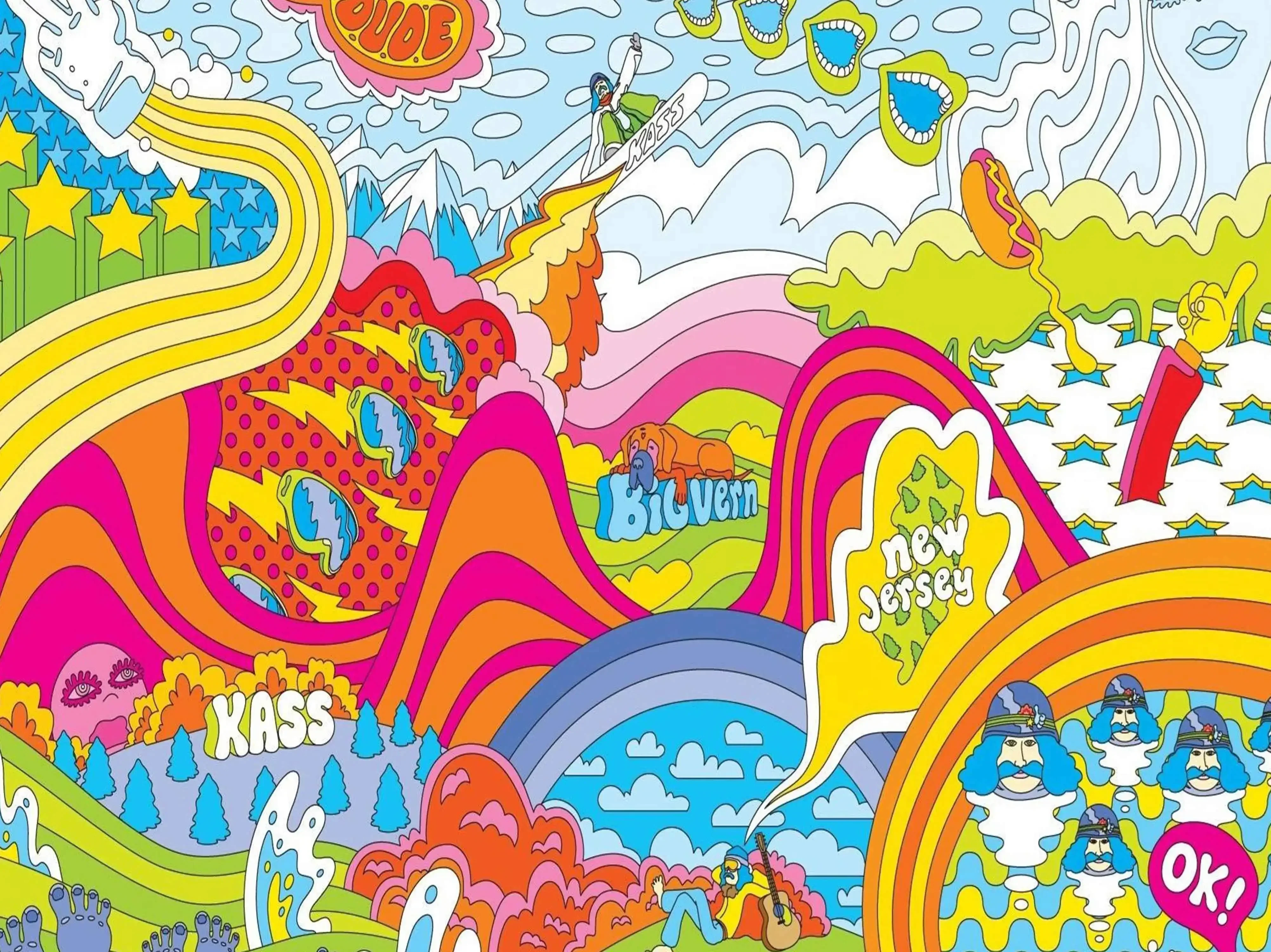 Психоделический пейзаж гобелен гадание психоделический настенный хиппи милый