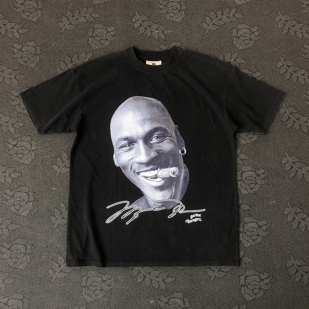 Мужская винтажная футболка из 100% хлопка с принтом в виде баскетбольного