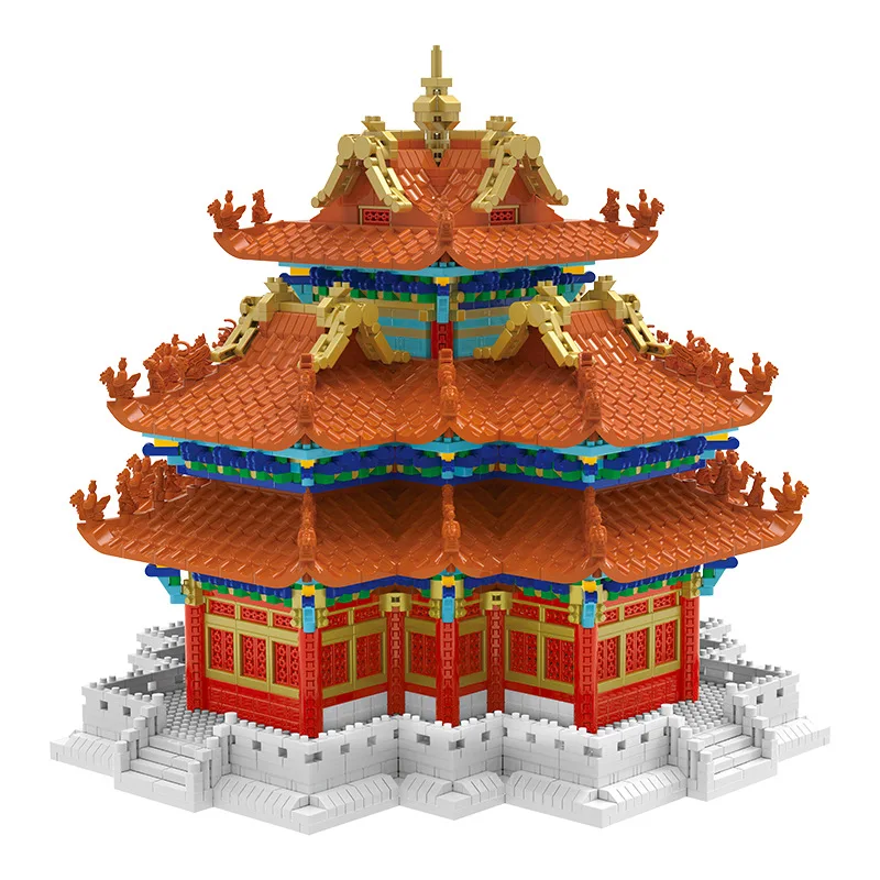 

Senbao building block model architecture Forbidden City Culture - corner tower desktop model decorations building block gifts