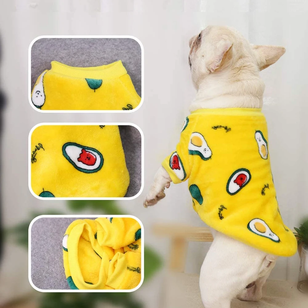 

Милая одежда для маленьких собак с фруктами, флисовый костюм для французской чихуахуа