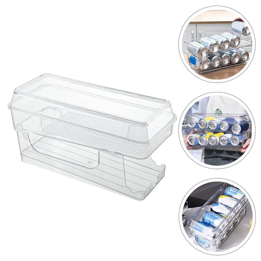 

Can Holder Organizer Storage Fridge Refrigerator Rack Dispenser Soda Beverage Bin Drink Poptransparent Shelf Rolling Automatic