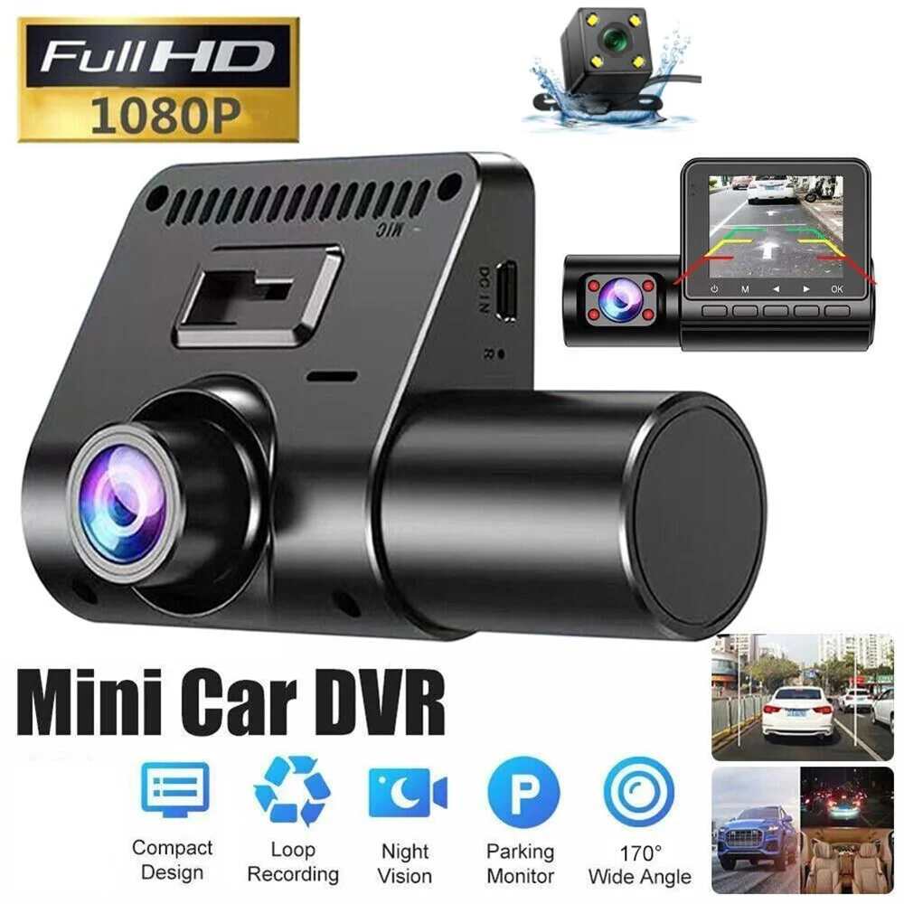 

Full HD 1080P Dash Cam 3-Lens Car DVR Driving Monitoring Video DashCam 3 Channel Video Recorder Three Way Black Box