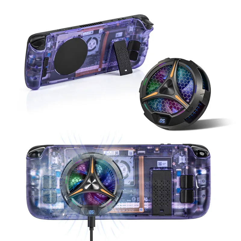 

Transparent Back Plate for Steam Deck with Cooling Fan, Heat-Dissipation Accessories Set for Steam Deck, Steam Deck Accessories