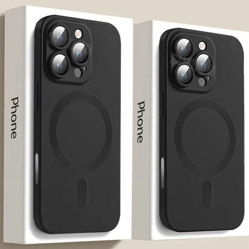 Роскошный 16 черный Магнитный чехол Magsafe для iPhone 15 14 13 12 11 Pro Max Plus мягкий