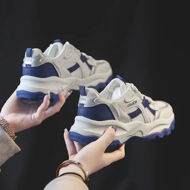 

Fashion Women Shoes White Korean Platform Sneakers Breathable Outdoor Walking Spring Student Slip On Vulcanize Shoes Lace Up