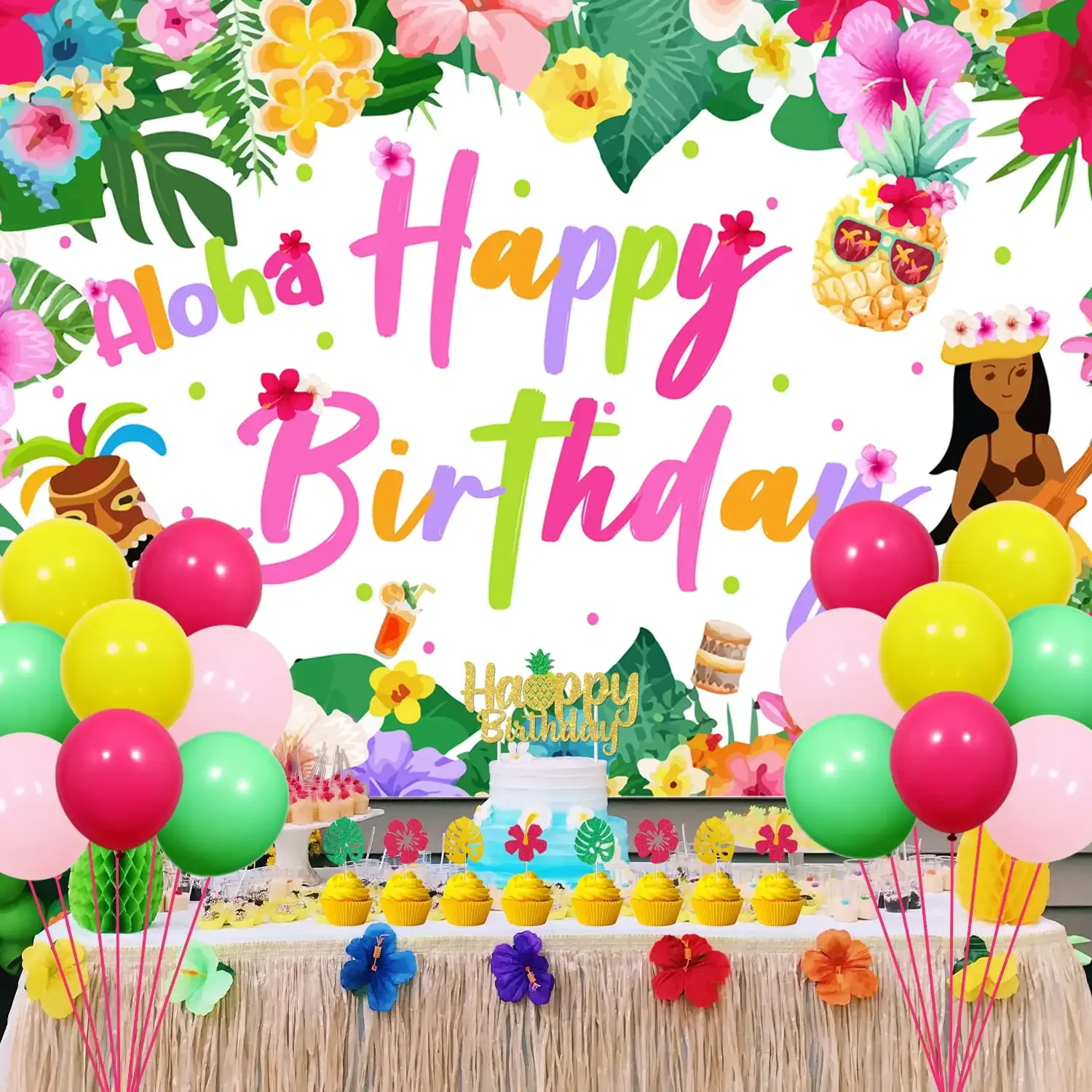 Набор украшений Luau в гавайском стиле набор тропических воздушных шаров Алоха фон