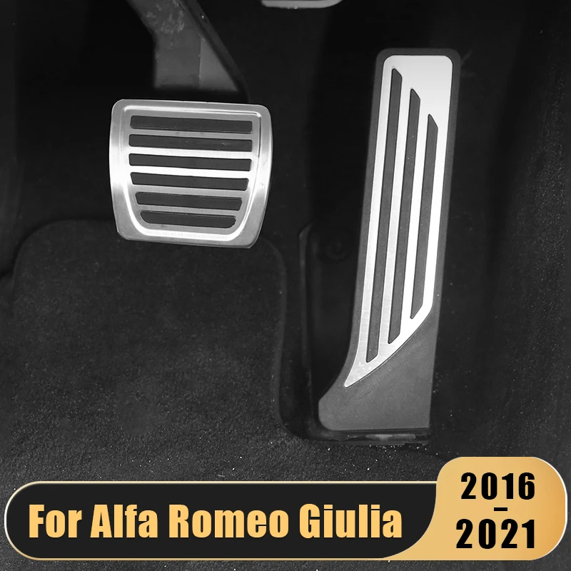 For Alfa Romeo Giulia Stelvio 2016-2018 2019 2020 2021 Stainless Car Accelerator Brake Pedals Foot Rest Pedal Cover Accessories