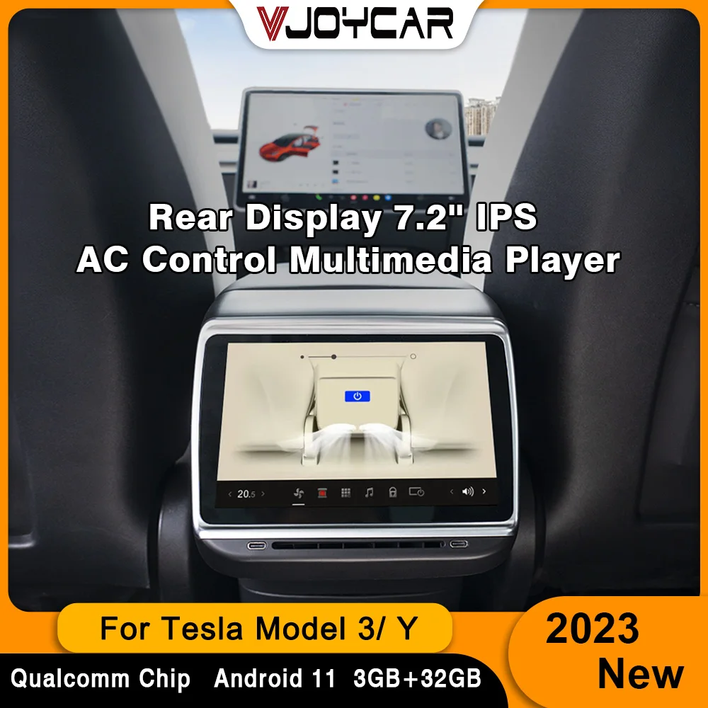 

2023 7.2 inch Screen For Tesla Rear Display Panel Android Model 3 Model Y WIFI Accessories AC Control IPS Multimedia Player