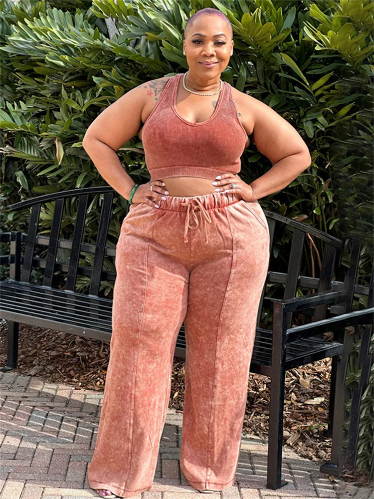 Plus Size Pants Sets Women New in Summer Clothes Two Piece Outfits Sweatpants Matching Tracksuit Whole 3xl 4xl 5xl 6xl