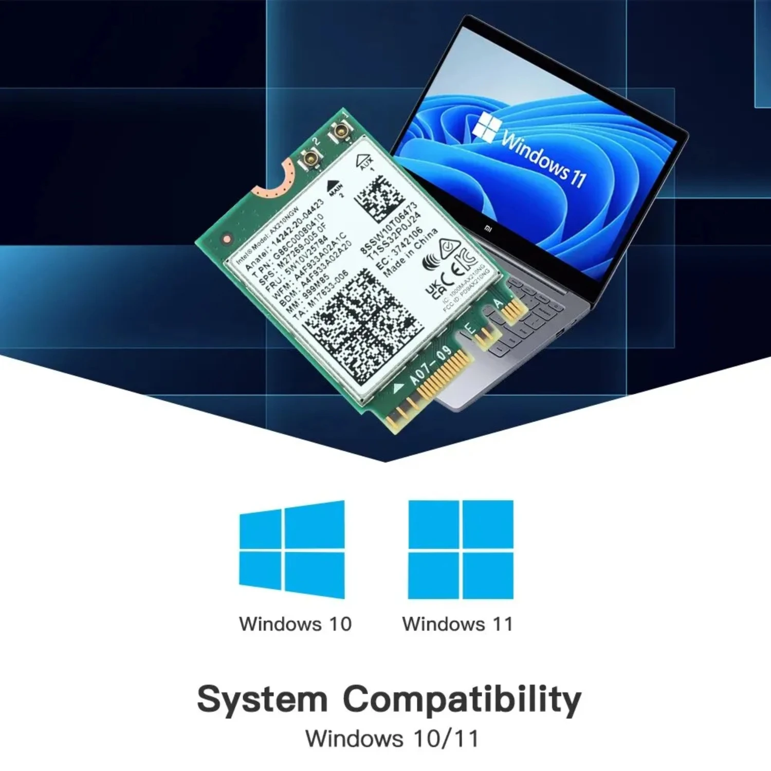 Карта Wi-Fi 6E AX210NGW 5374 Мбит/с 2 4G/5G/6 ГГц M.2 Беспроводная сетевая карта для Bluetooth 5 3 802.11AX