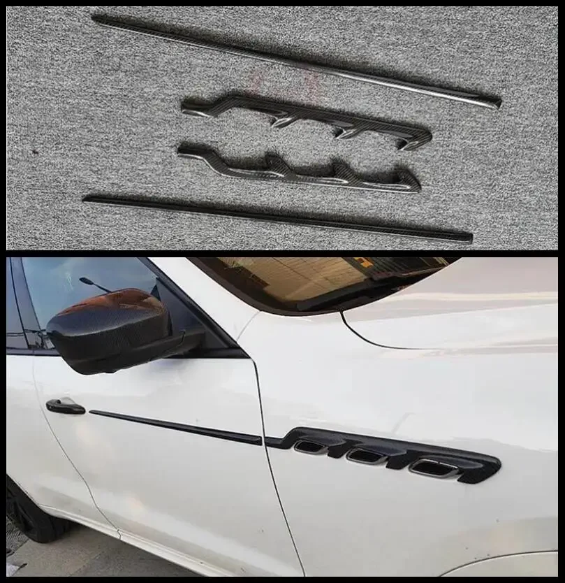 

2 шт. комплект удлинителей для тела из натурального углеродного волокна с боковым отверстием, чехол для губ для Maserati Levante 2016-2022