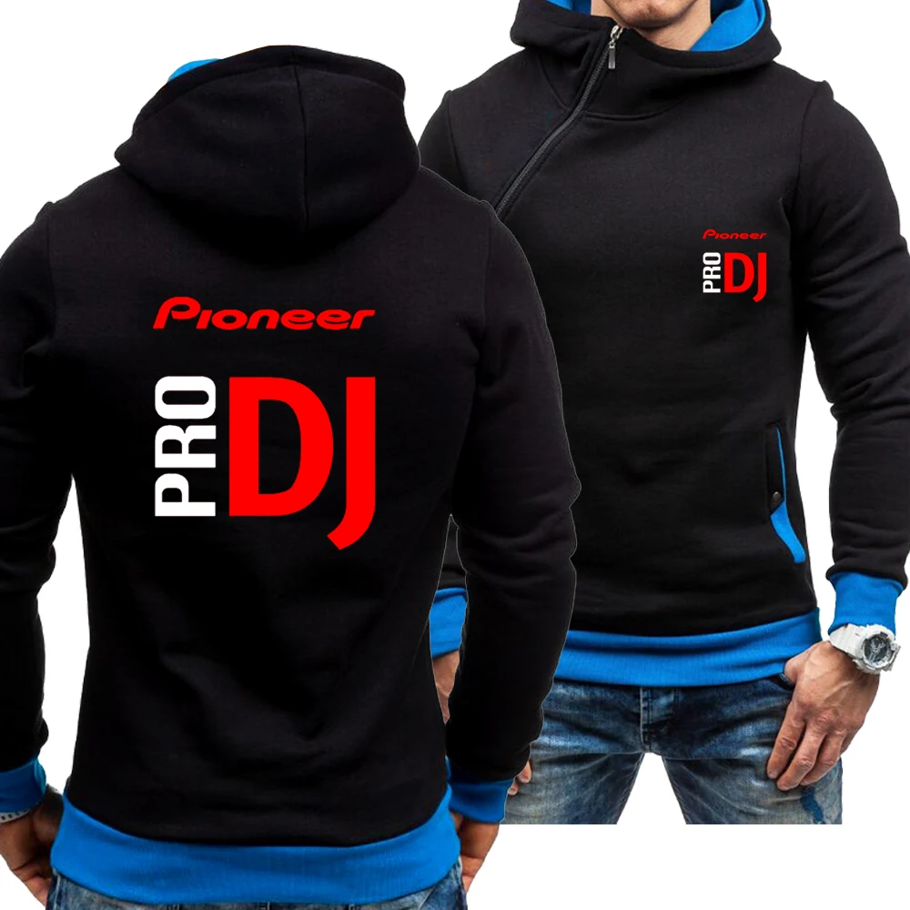 

New Men's Casual Spring Autumn Pioneer Pro DJ Logo Hoodie Skew Zipper Long Sleeve Fashion Zip Hoody Sweatshirt Jacket 4 Colors