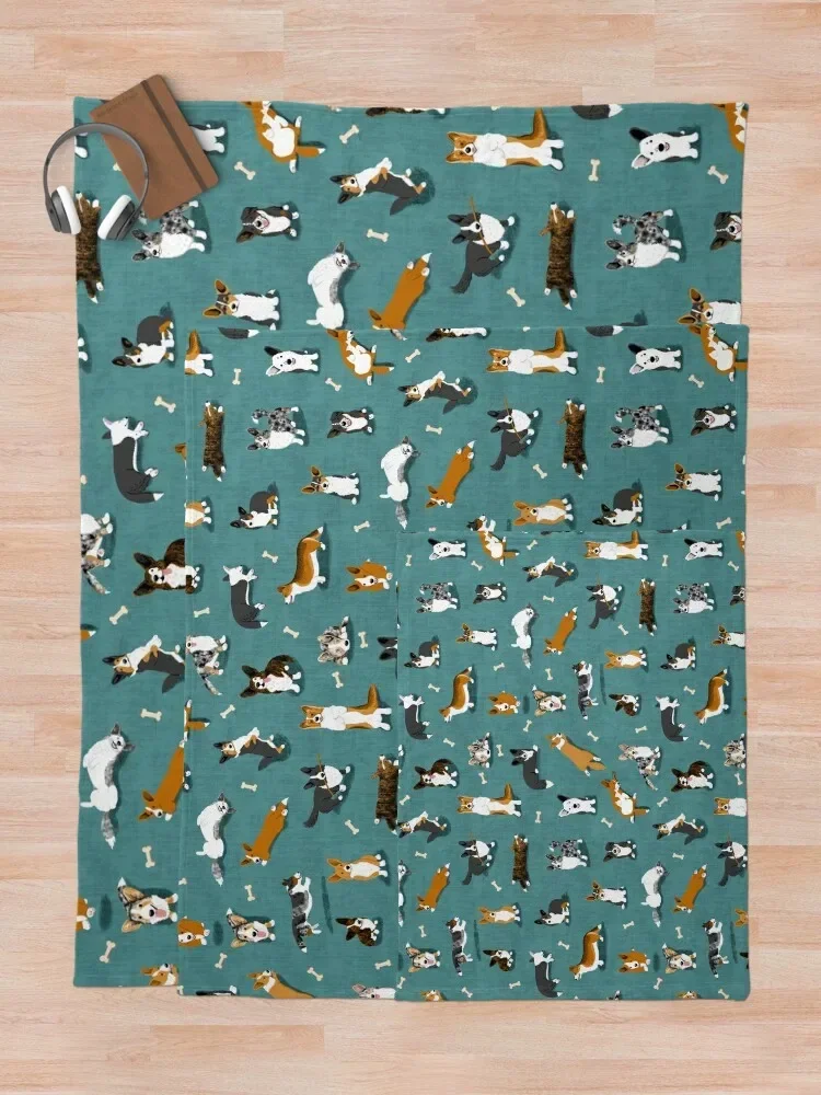 Пушистое плед одеяло бирюзового цвета