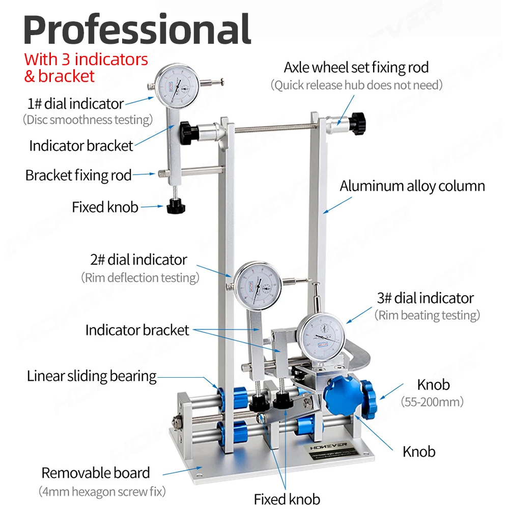 Профессиональная стойка для велосипедных колес с индикатором циферблата из