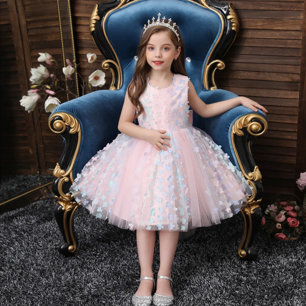 

Baby Girls Dress Three-dimensional Petal Dress Sweet Princess vestidos Children's Tutu Skirt Dance Costume Wholesale